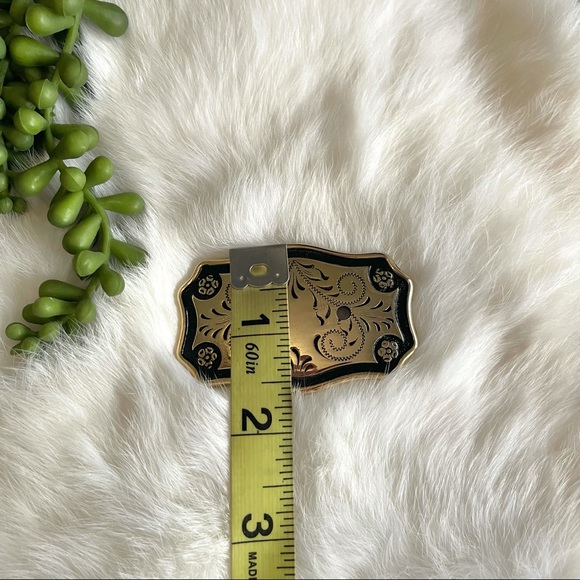 Belt Buckle Floral Gold & Black Rodeo Western - Picture 4 of 5